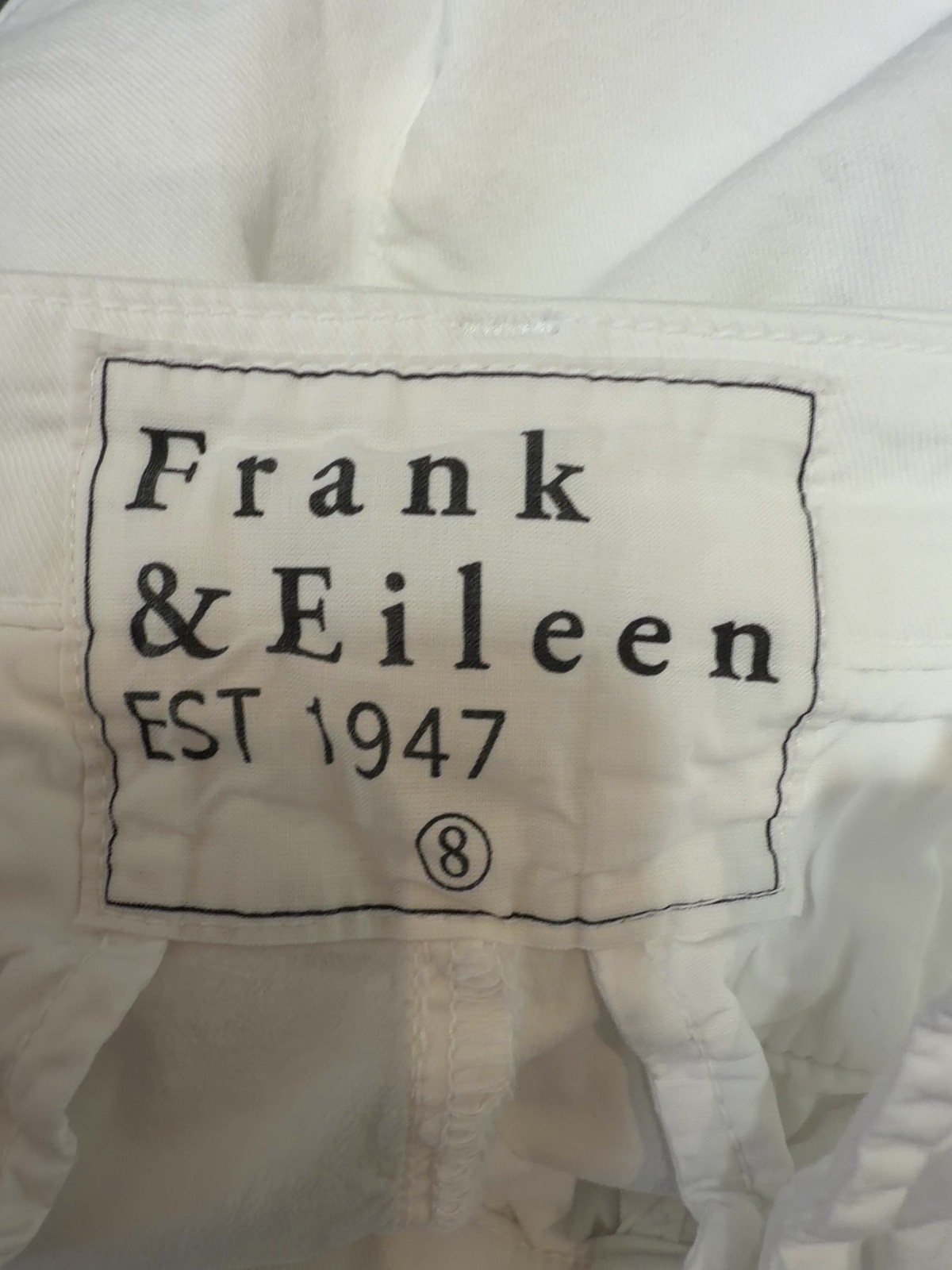 FRANK & EILEEN White Wicklow Pants Stretch Cotton Trousers Size 8