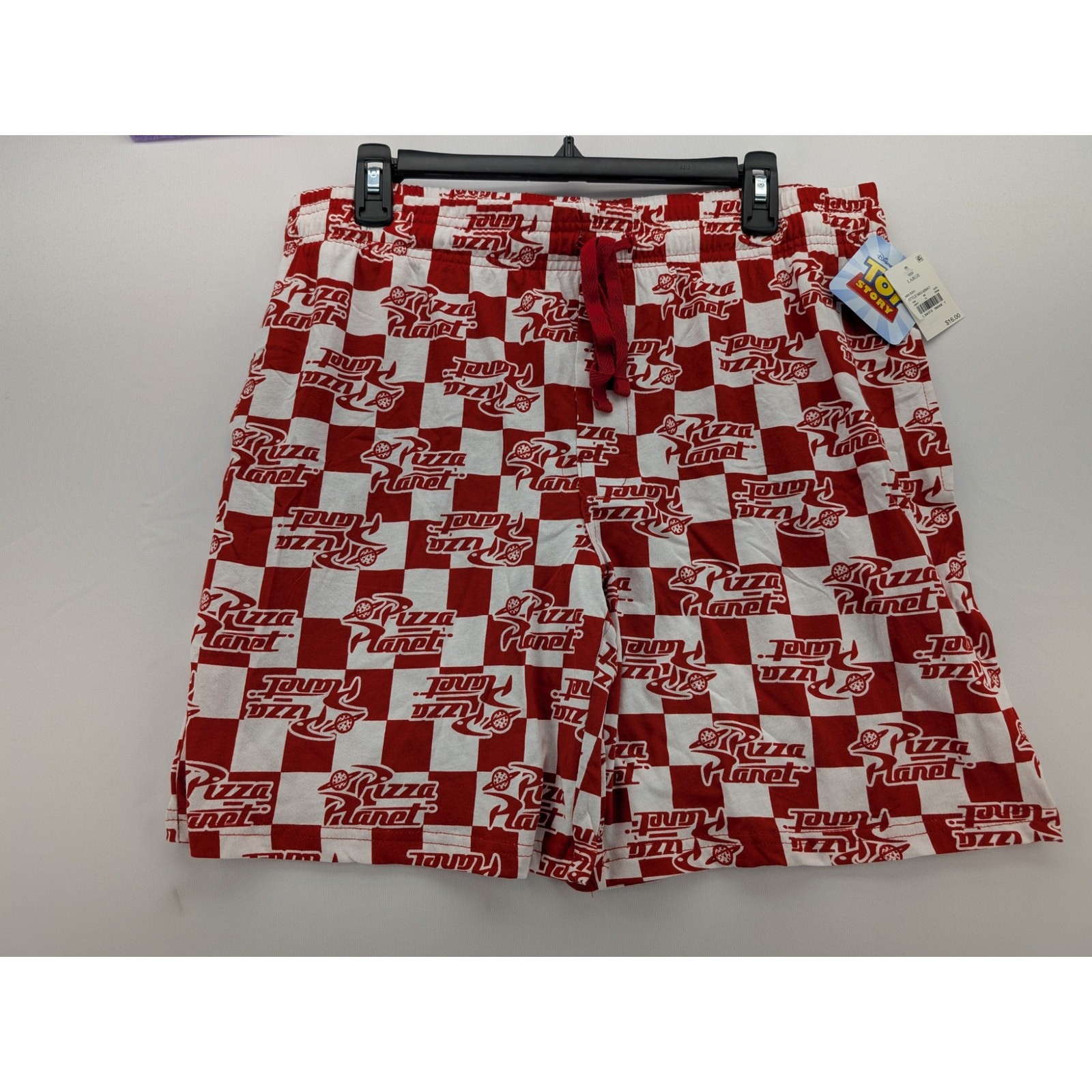 NWT Disney’s Pixar Toy Story Pizza Planet Checkered Lounge Shorts in Red size L