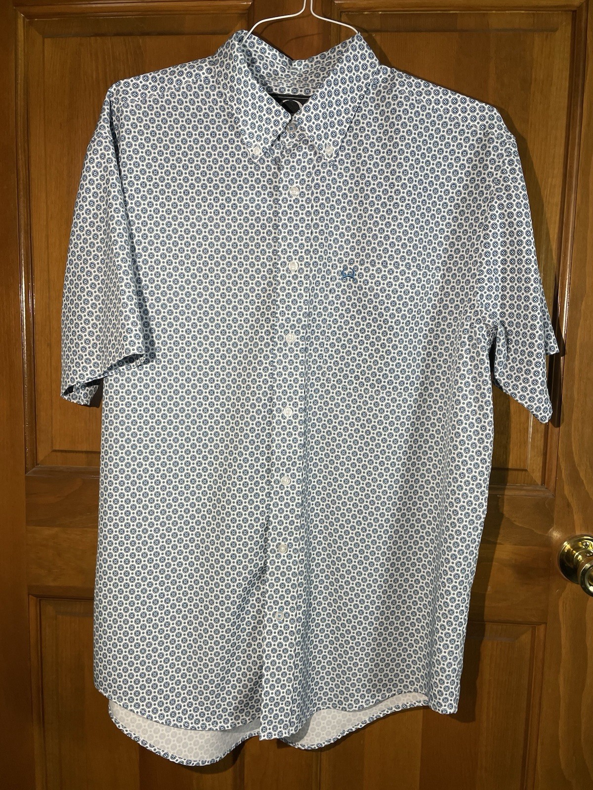 Cinch Men’s M Blue/White Geometric SS Button-Down Shirt MTW1704134