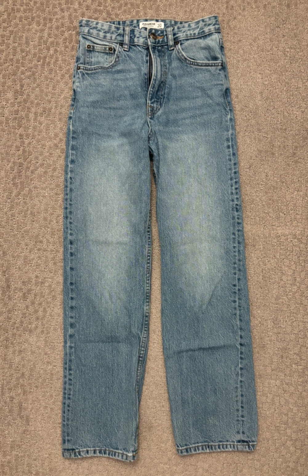 Pull and Bear Medium Wash High Waisted Straight Leg Jeans Size 2