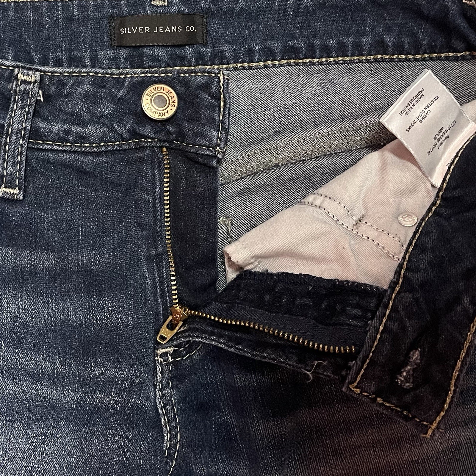 Silver Jeans Co. Women’s Mid Rise Skinny Dark Wash Denim Boyfriend Jeans Size 28