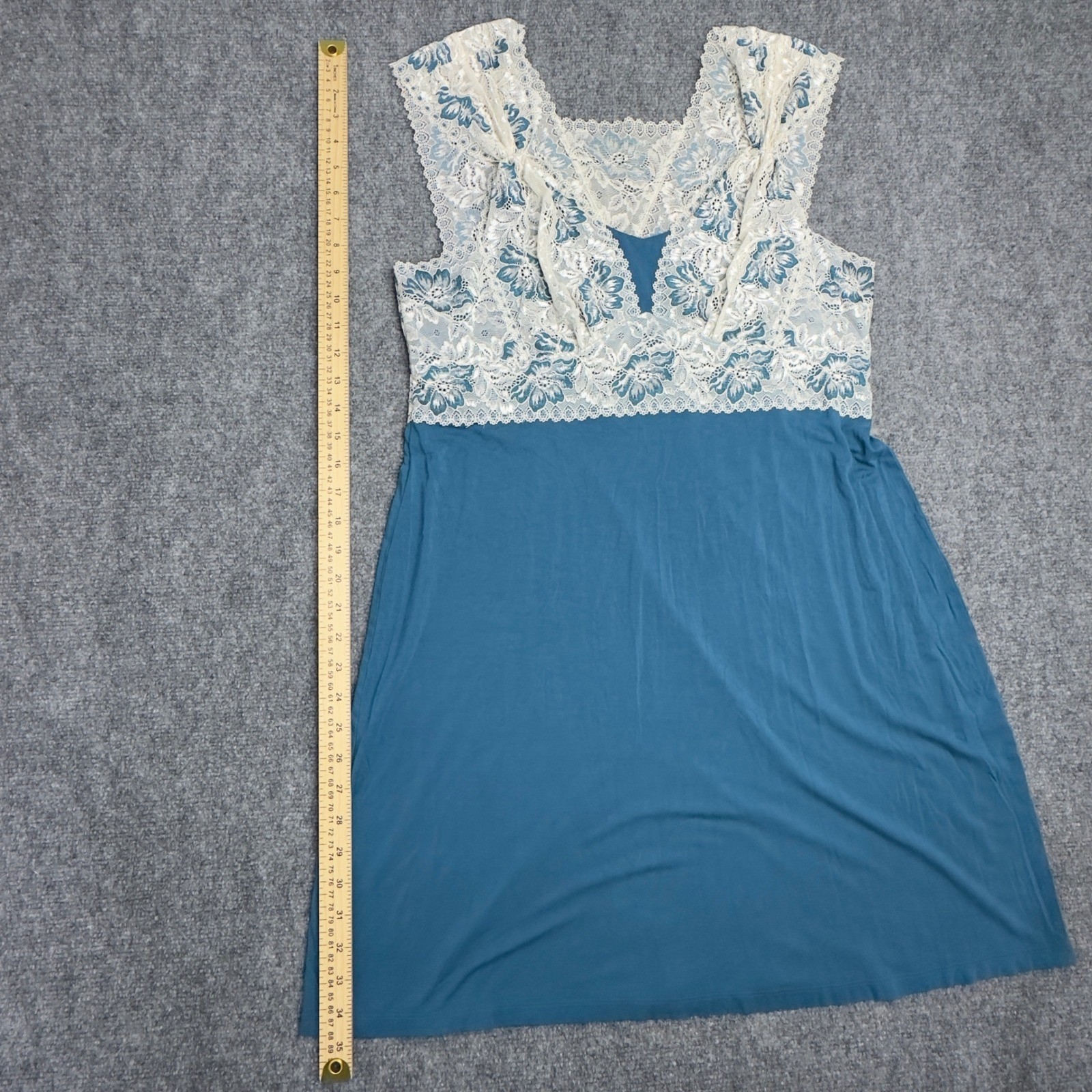 Soma Cool Nights Nightgown XL Teal Bamboo Lace Trim Romantic Feminine Sleepwear