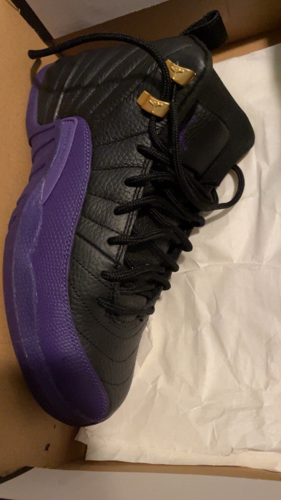 Jordan 12 Boys High Top Sneakers Black Purple Gold 5Y And Air Force 1 5Y