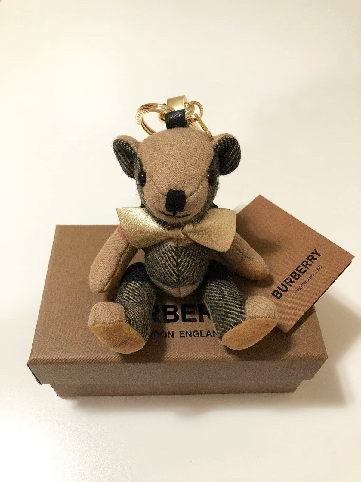 Burberry Thomas Bear With Backpack Cashmere Keychain Holiday Gift