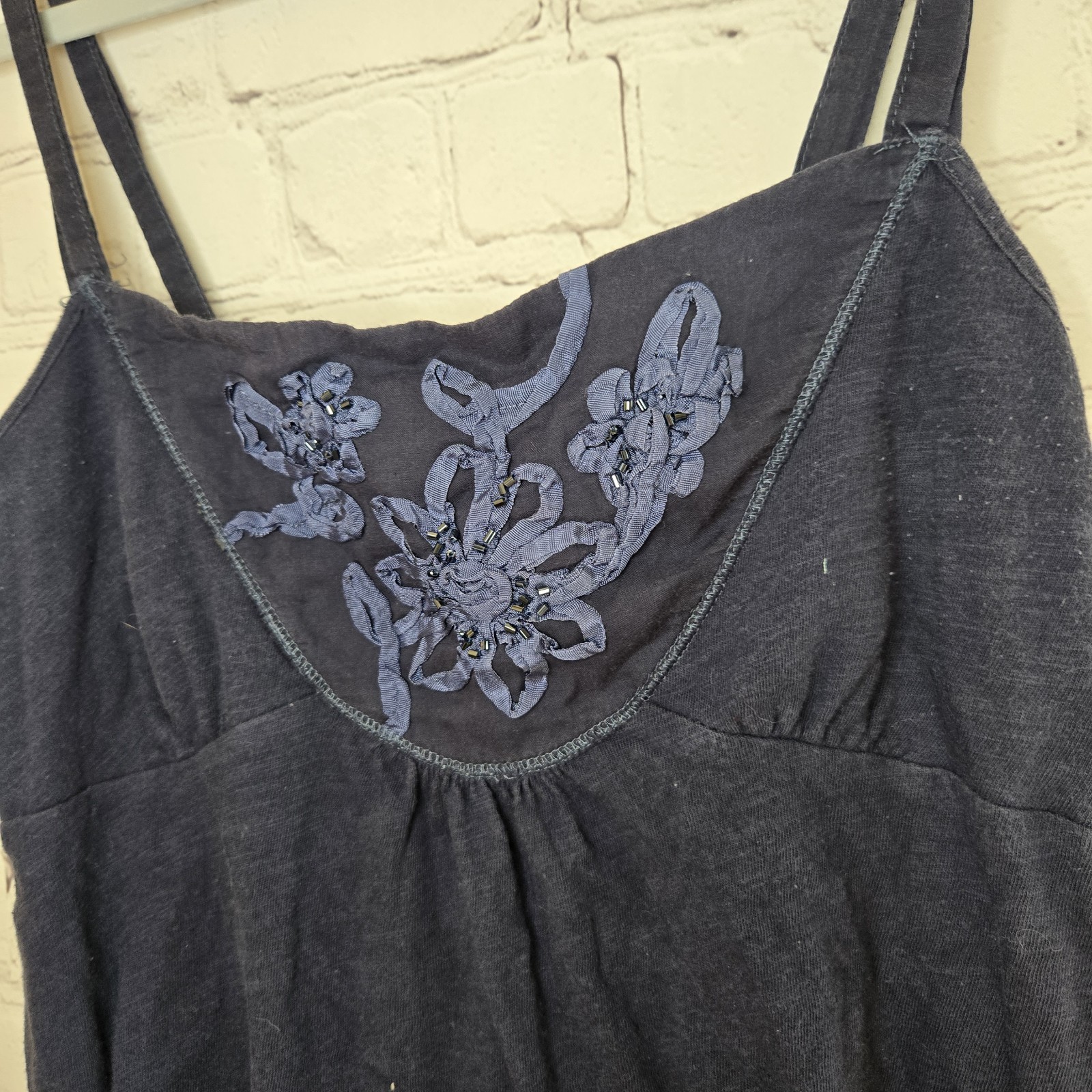 American Eagle Sz M Embroidered Sequin Babydoll Tank Y2K Preppy Fairy
