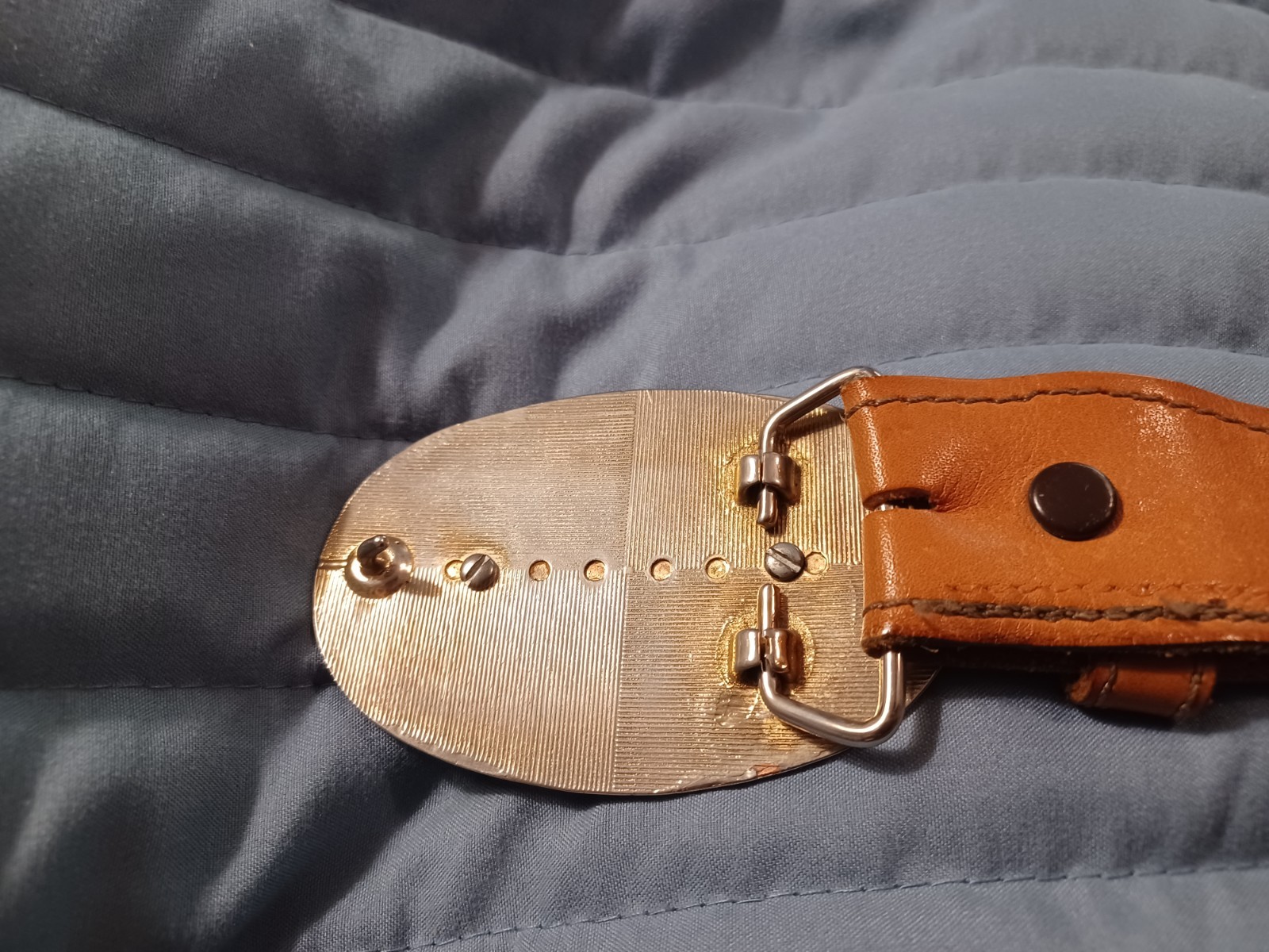 Vintage Used Comanche Brown Leather Belt With Stone Belt Buckle Size 40 (U28)