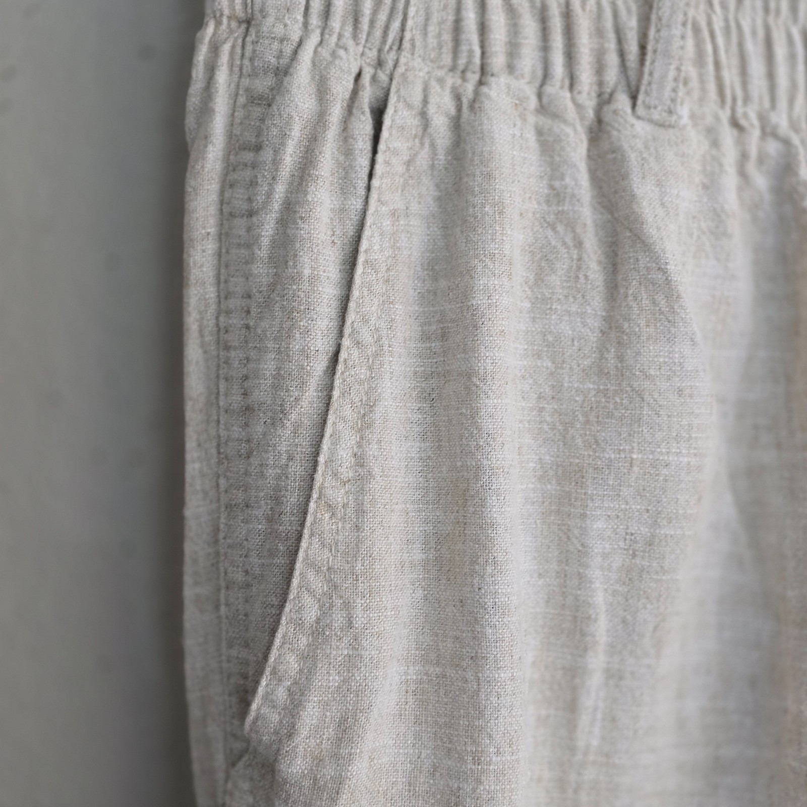 Women’s Linen Blend Pull-On Pants Off White Elastic Waist Wide Leg 28-30 x 30