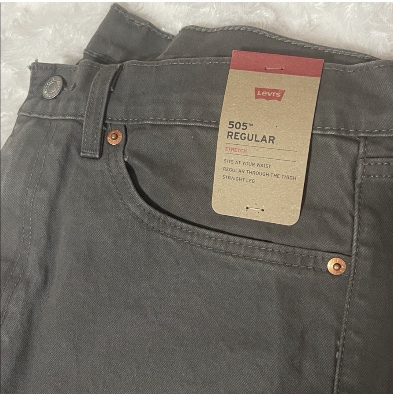 Levi’s 505 Series Regular Fit Stretch Straight Gray Men’s Jeans Denim Classic