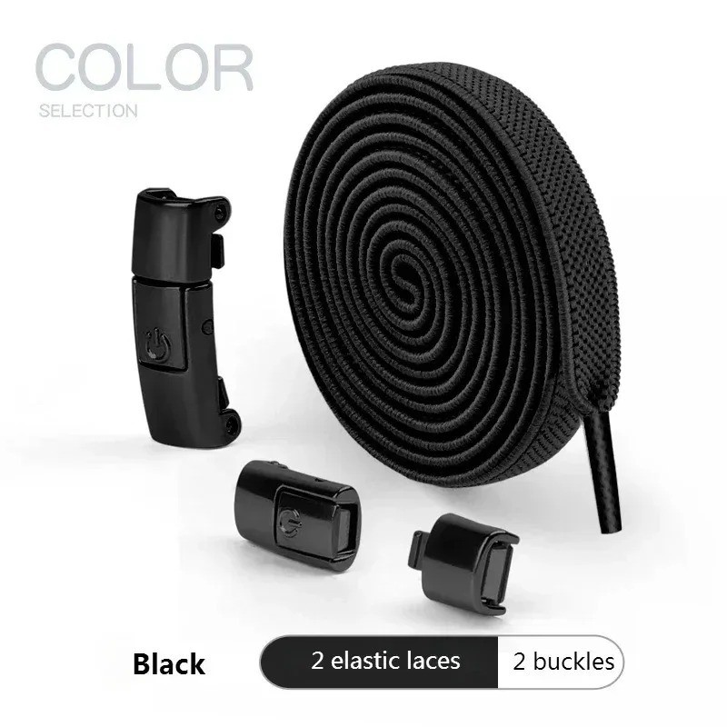2Pcs Easy No Tie Shoelaces Elastic Silicone Flat Lazy Shoe Lace Strings Adult