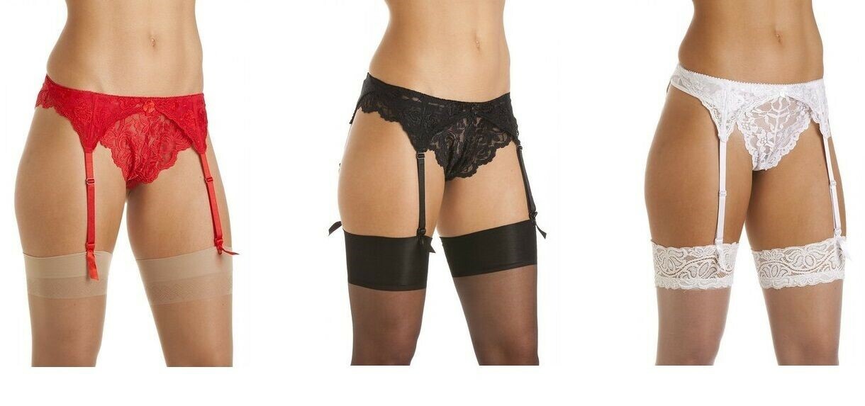 Pretty Lace Suspender Belt White/Red/Black. M/L or L/XL. New/Free Post