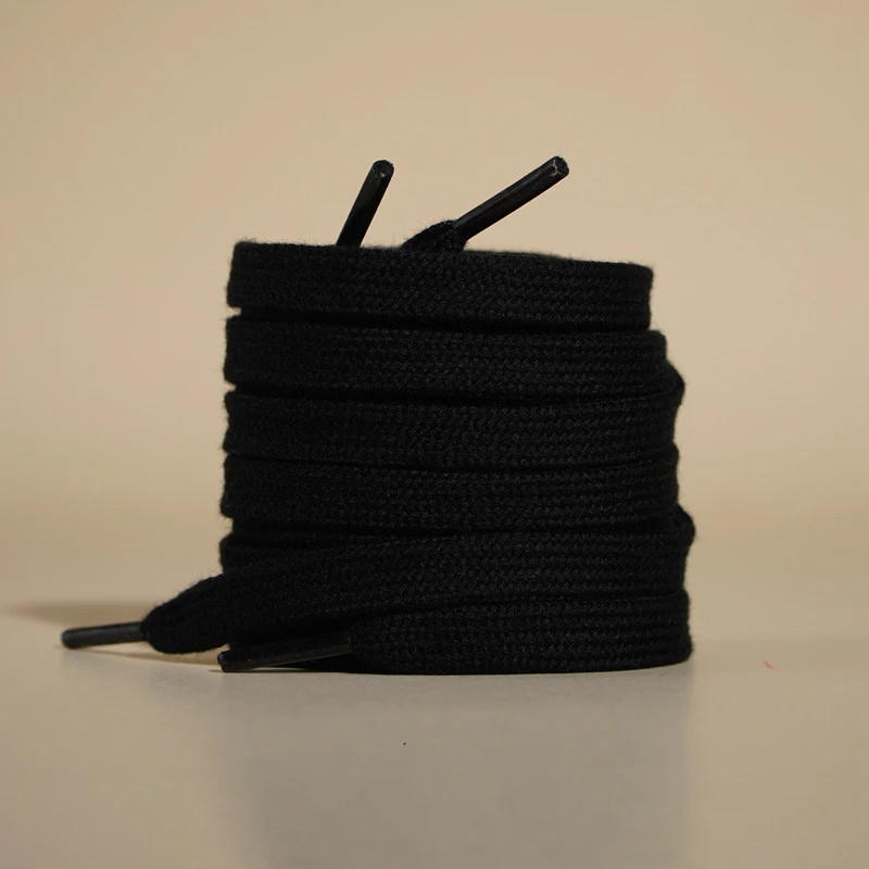 0.8 Cm Wide Unisex Solid-Color Shoelaces Flat High-Quality Cotton Shoelace Suita