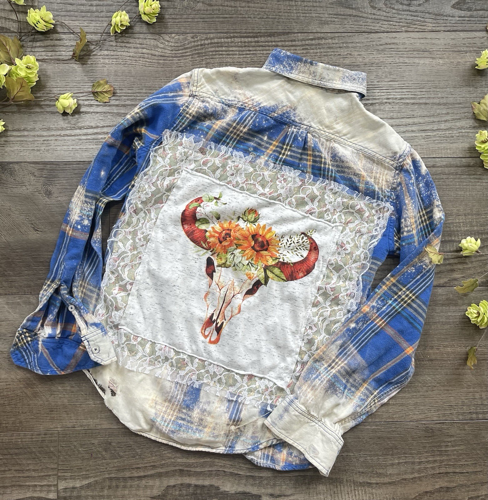 Upcycled Bleached Flannel Size small