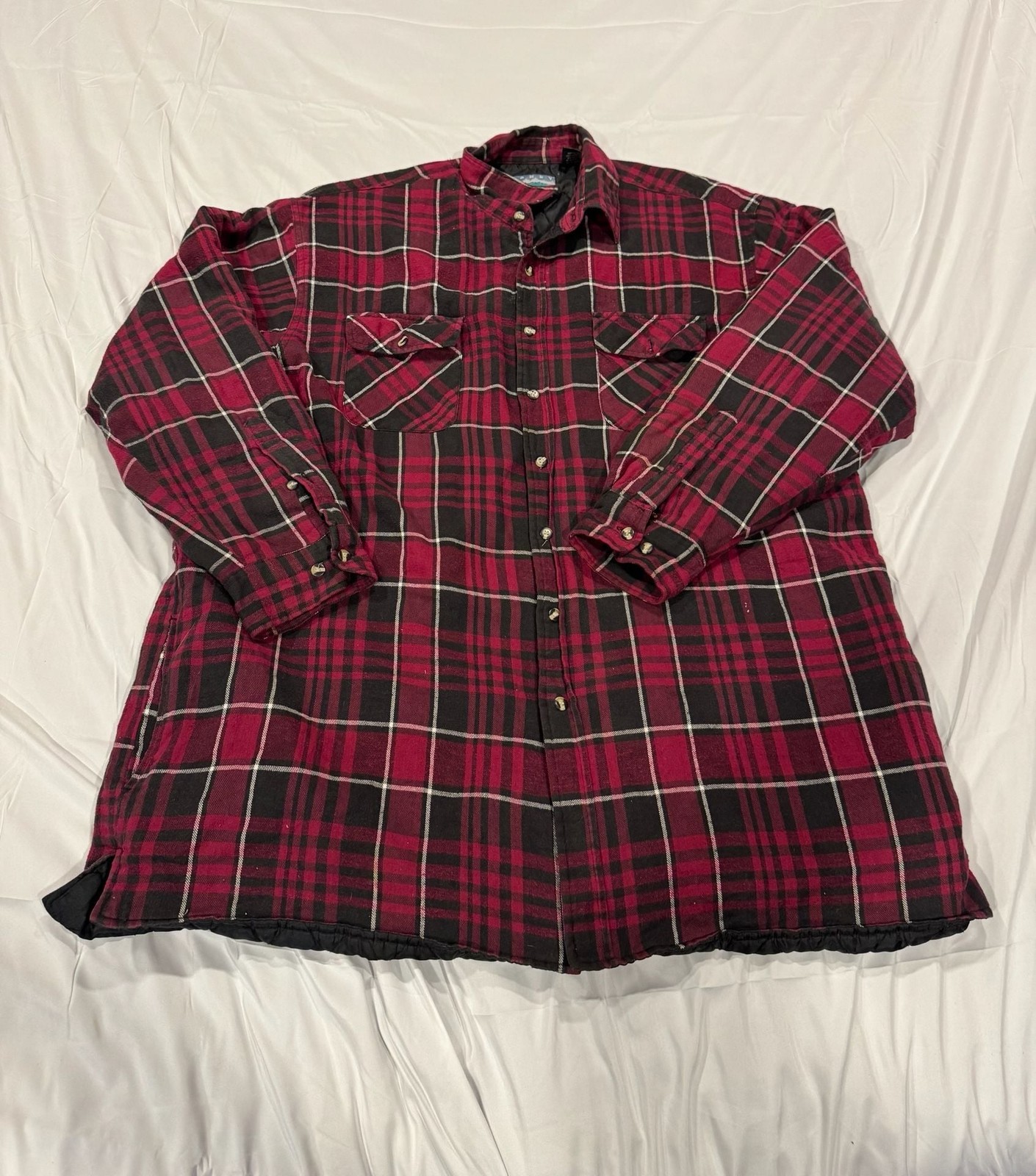 80’s 90’s Sandy River Quilted Lined Red Plaid Flannel Shirt Jacket