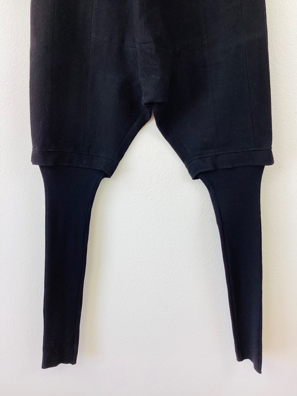 MA JULIUS Black WOOL & Linen DROP CROTCH Shorts Over LEGGINGS Pants 3