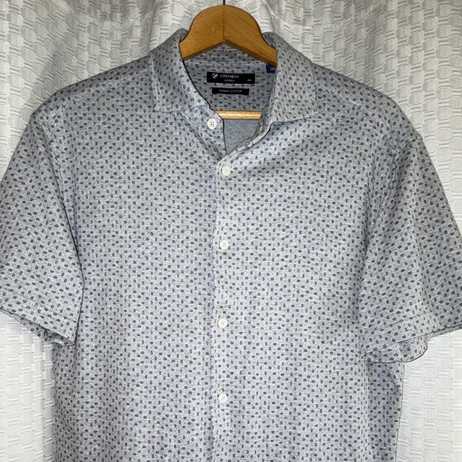 Cremieux Classics Men’s L Gray/Blue 100% Supima Cotton Button-Up Shirt
