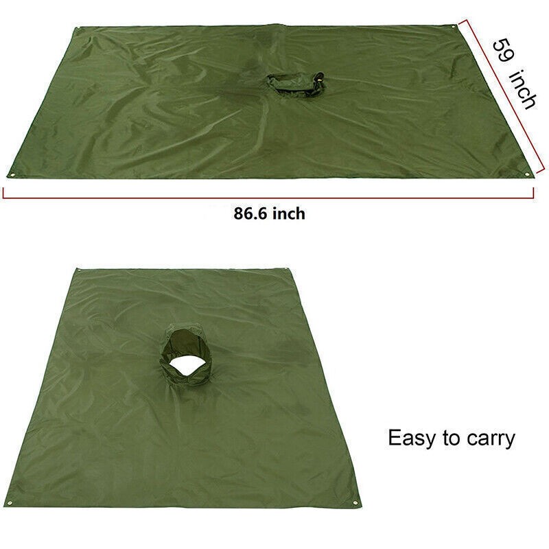 Ripstop Poncho Waterproof Hooded Rain Coat Army Military Camping Hiking Outdoor