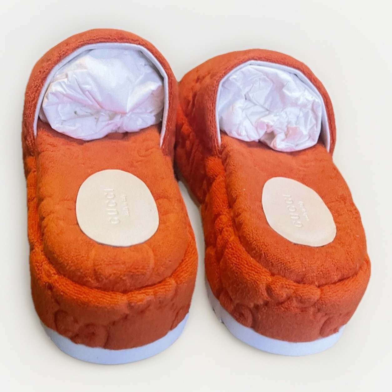 NEW Gucci Angelina GG Sponge Orange Monoriccio Platform Sandals Shoes G 37