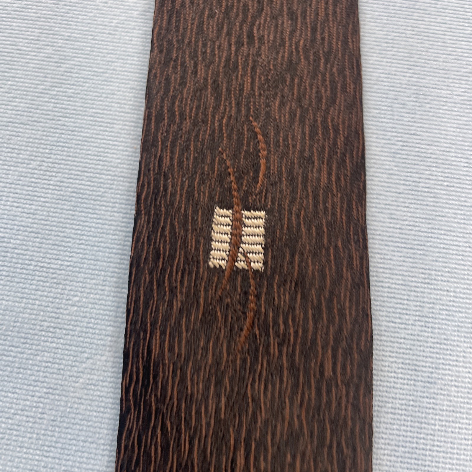Vtg 50s 60s Tie Beau Brummel Atomic MCM Deco Medallion Brown Slim Necktie 2×53