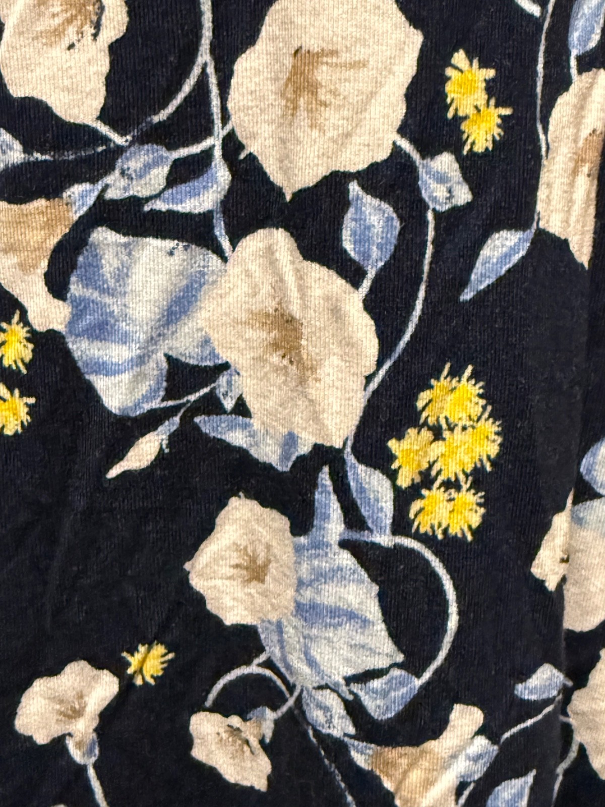 Style & Co XL Womens Top Blue Floral Design Scoop Neck 3/4 Flutter Sleeves
