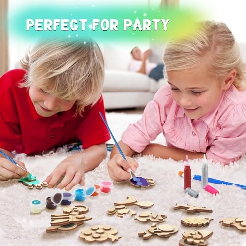 DIY Wooden Magnets Kids Crafts – 40 pcs Glow Magic Magnetic Magnets for kids