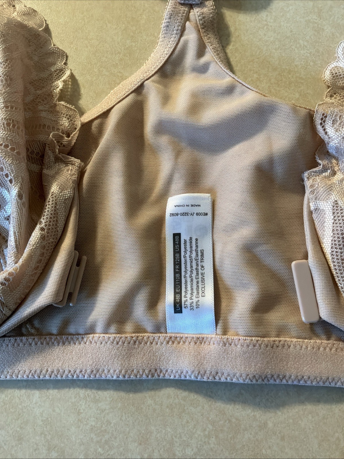 MELENECA Women s Racerback Front Closure Full Coverage UW Bra Pale Nude NWT 48B