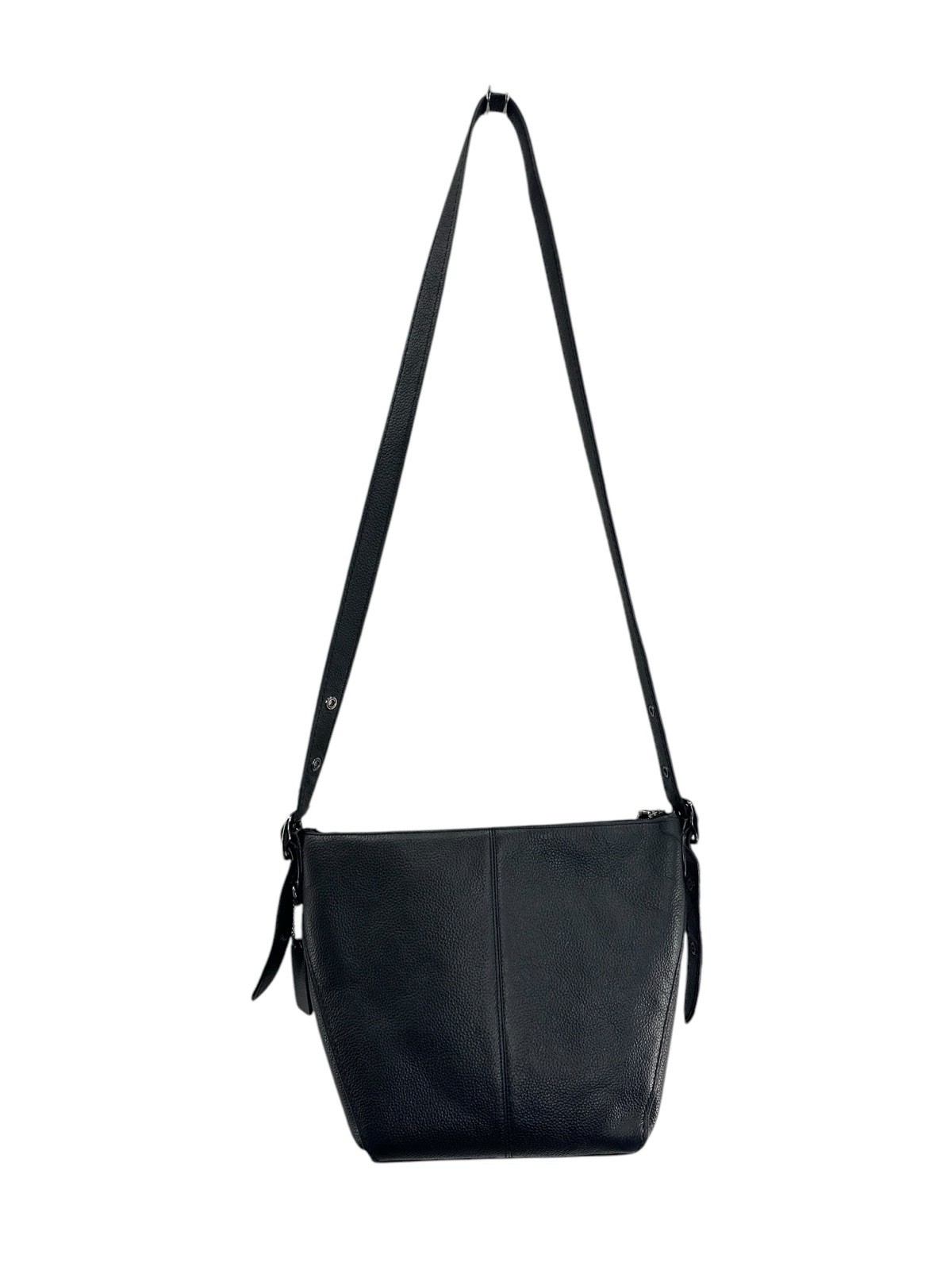 Coach Dufflette Leather Crossbody Bag Black Purse Strap Metallic 21377 Preowned