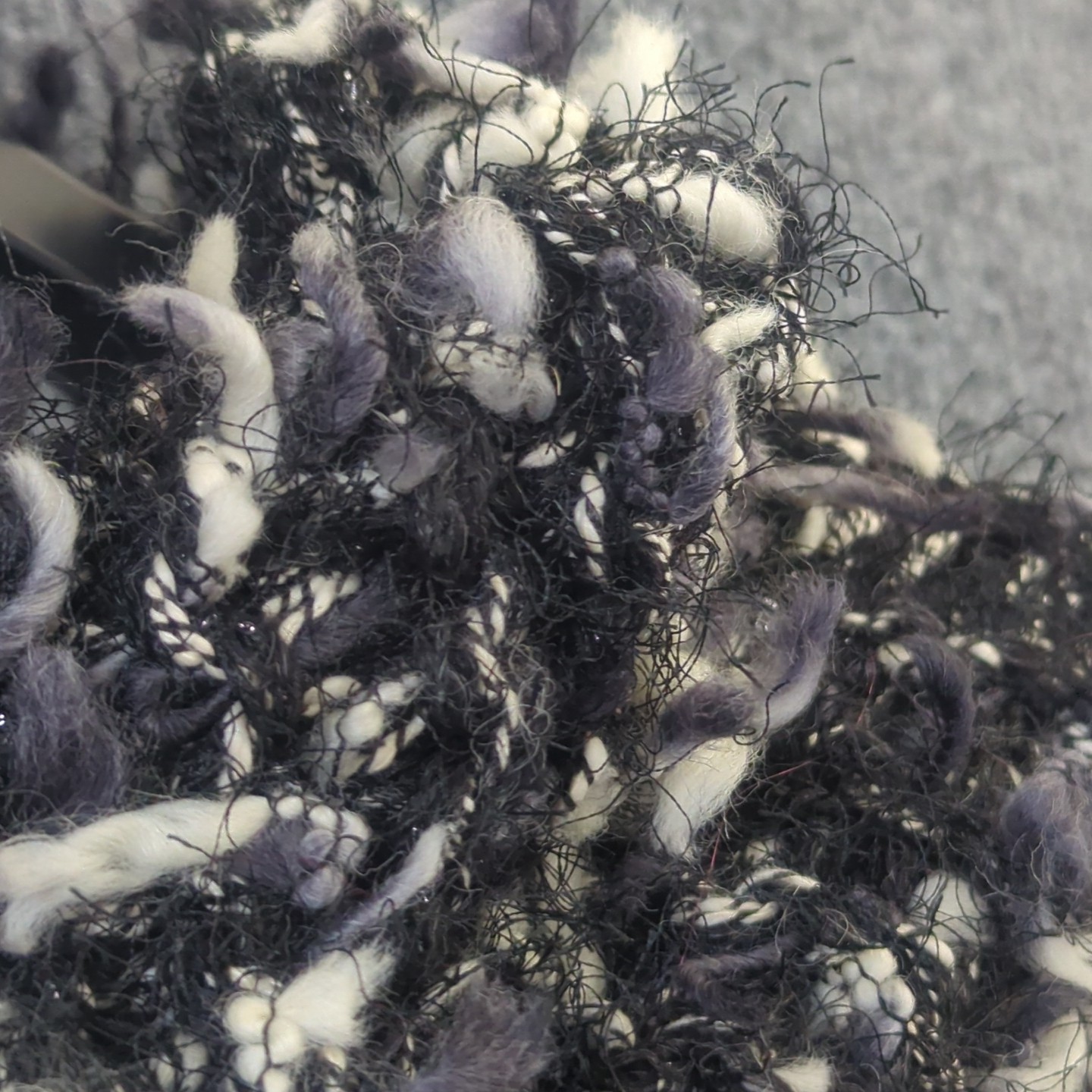 NEW Artisan Hand Knitted Cowl Scarf Fuzzy Crochet Boho Fabric Art Eyelash Knit