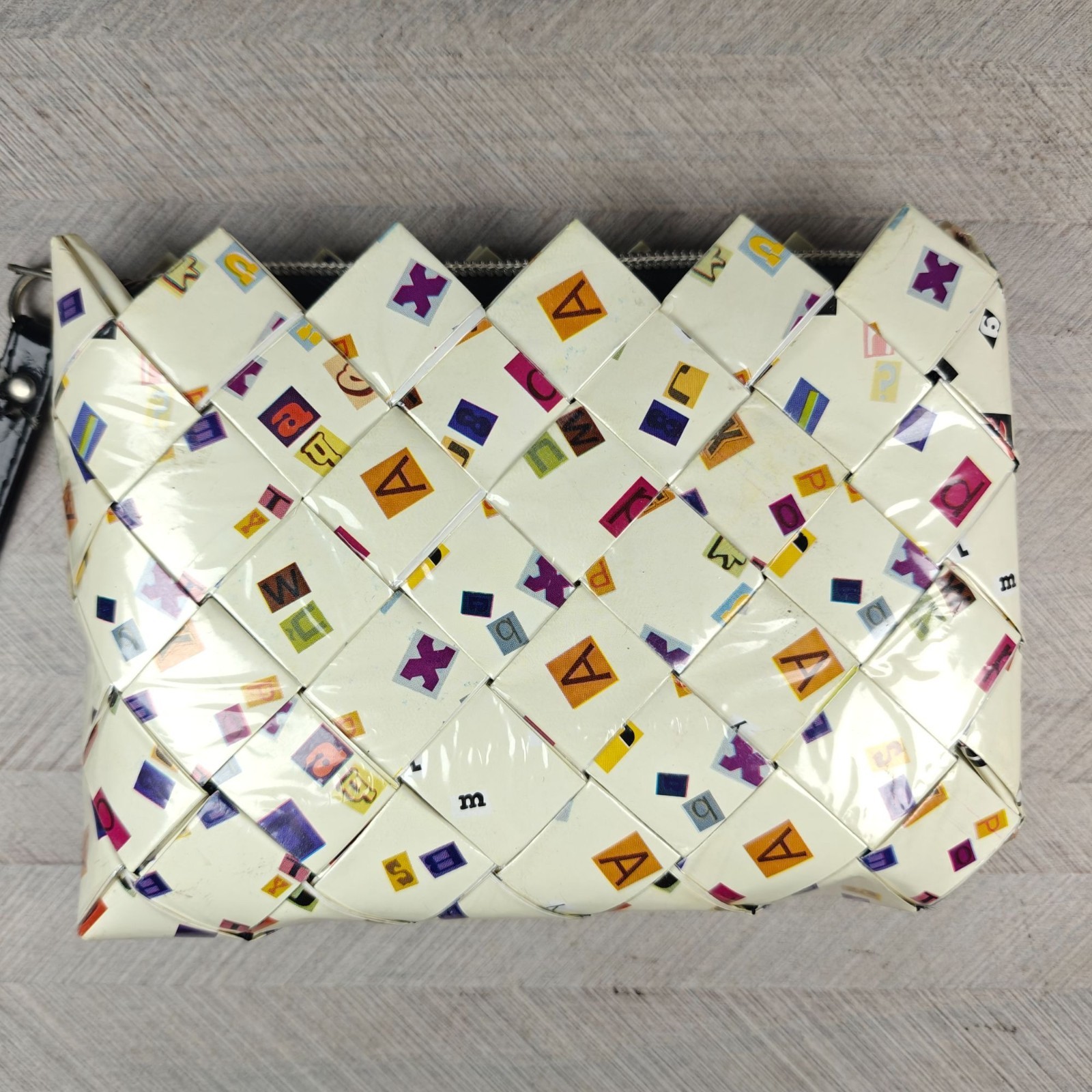 Nahui Ollin Woven Candy Wrapper Clutch Wristlet Zip Bag