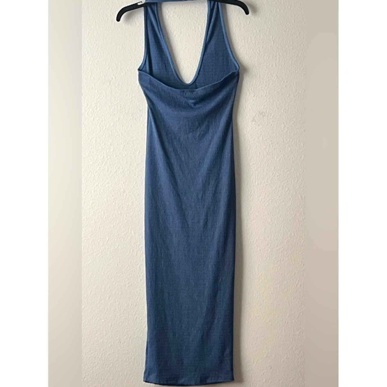 Fashion Nova Dusty Blue Backless Ribbed Tank Top, Size S