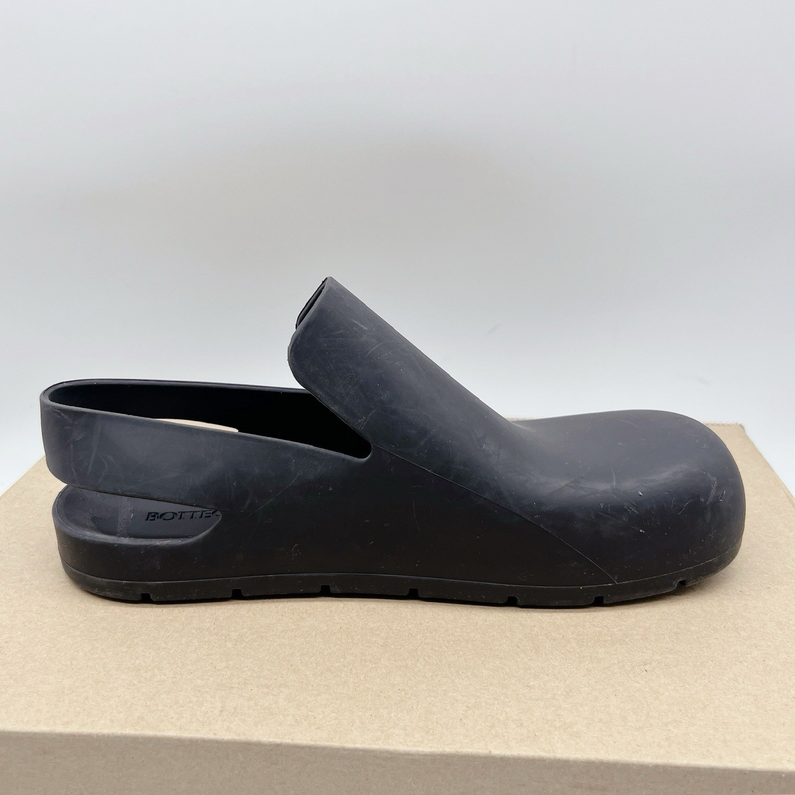 Bottega Veneta Puddle Sandals Black Rubber Slingback Mule Clog Flats EU 37