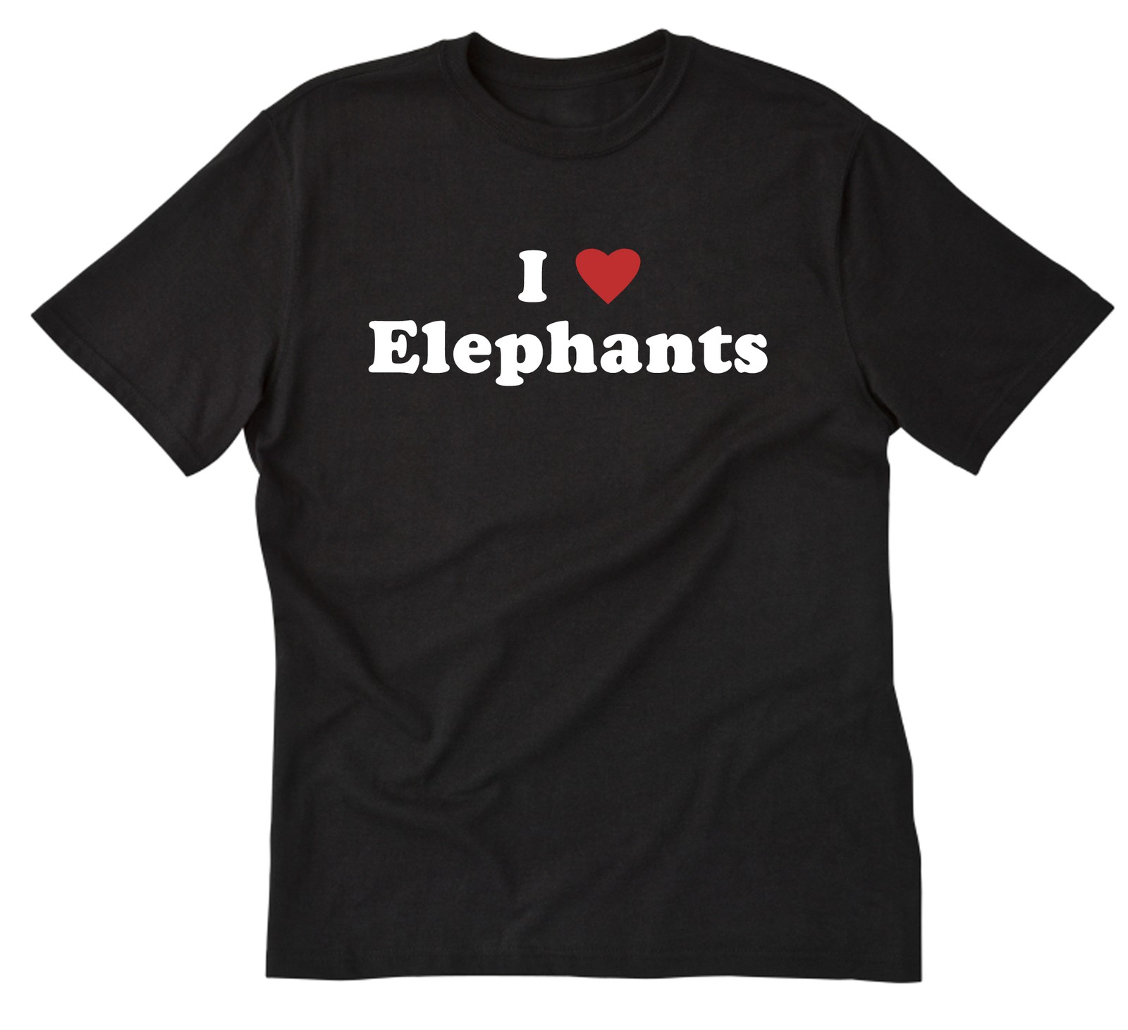 I Love Elephants T-shirt I Heart Shirt Short Sleeve Cotton Animals