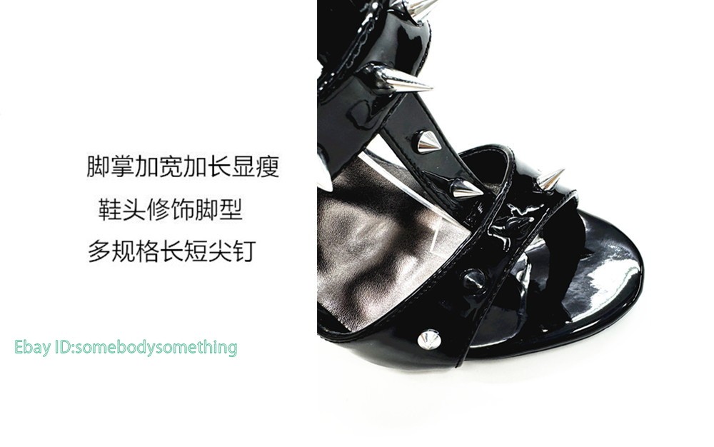 16cm/14CM High Heels Sandals Matte Leather Stage Show Shoes T-shape Strap