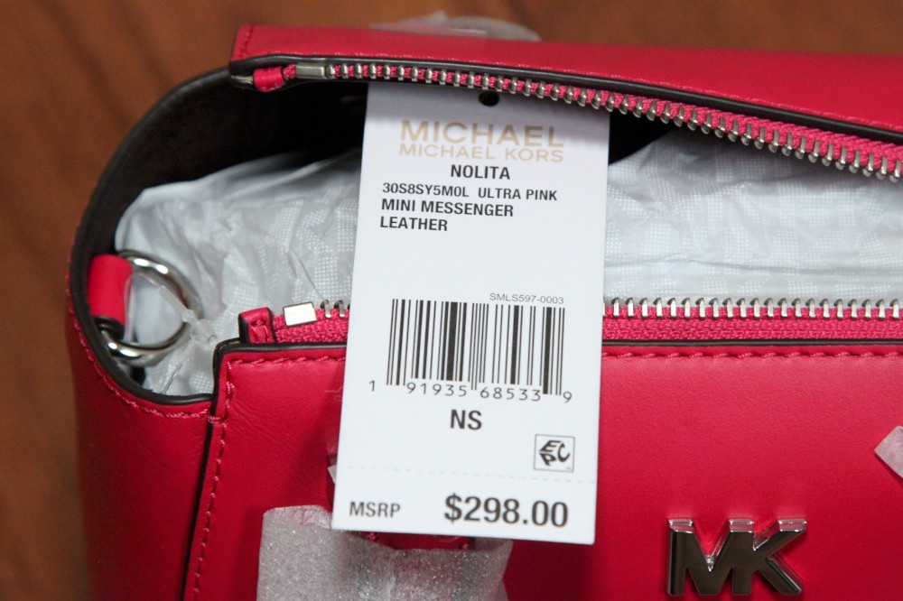NWT Michael Kors Nolita Mini Messenger Crossbody Tote Bag Ultra Pink
