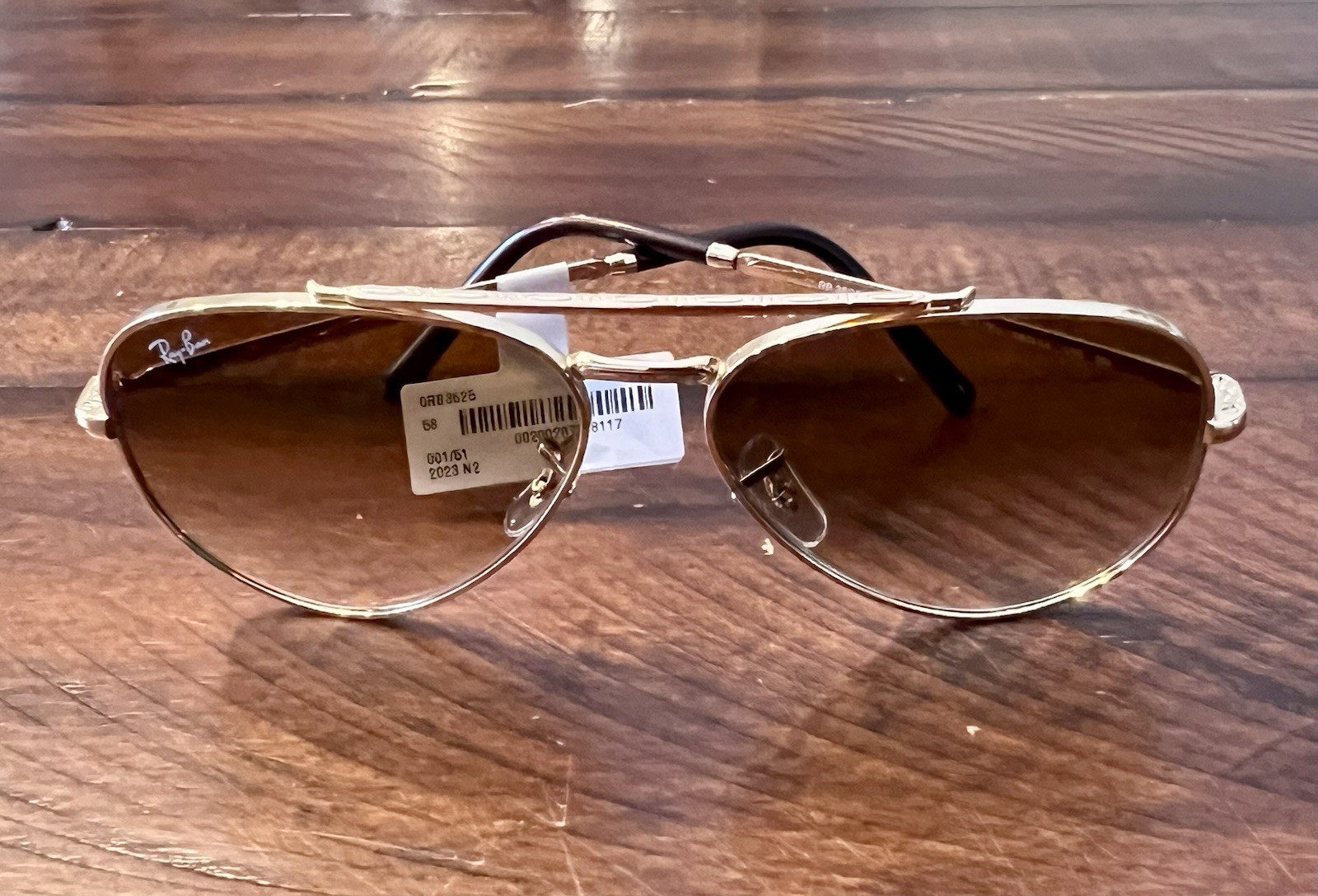 NEW RayBan NEW AVIATOR Arista Gold + Light Brown Gradient Lens RB3625 001-51