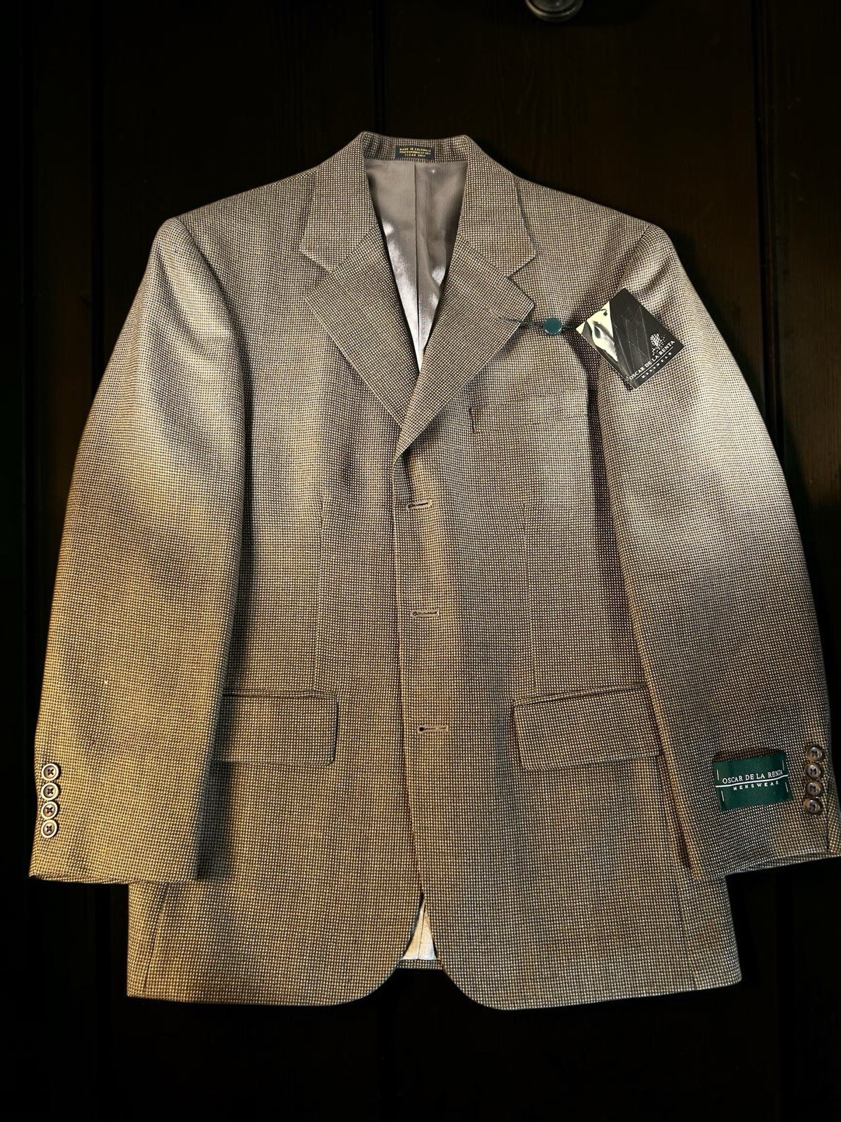 NWT Oscar De La Renta Men’s Sport Coat 100% Wool Brown Tweed 38S