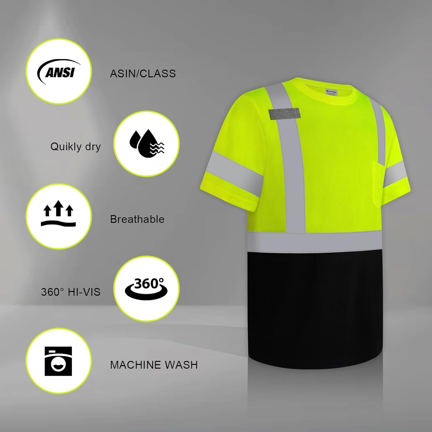 Hi Vis Shirts for Men Construction Class 3 High Visibility Shirts for Men, Hi…
