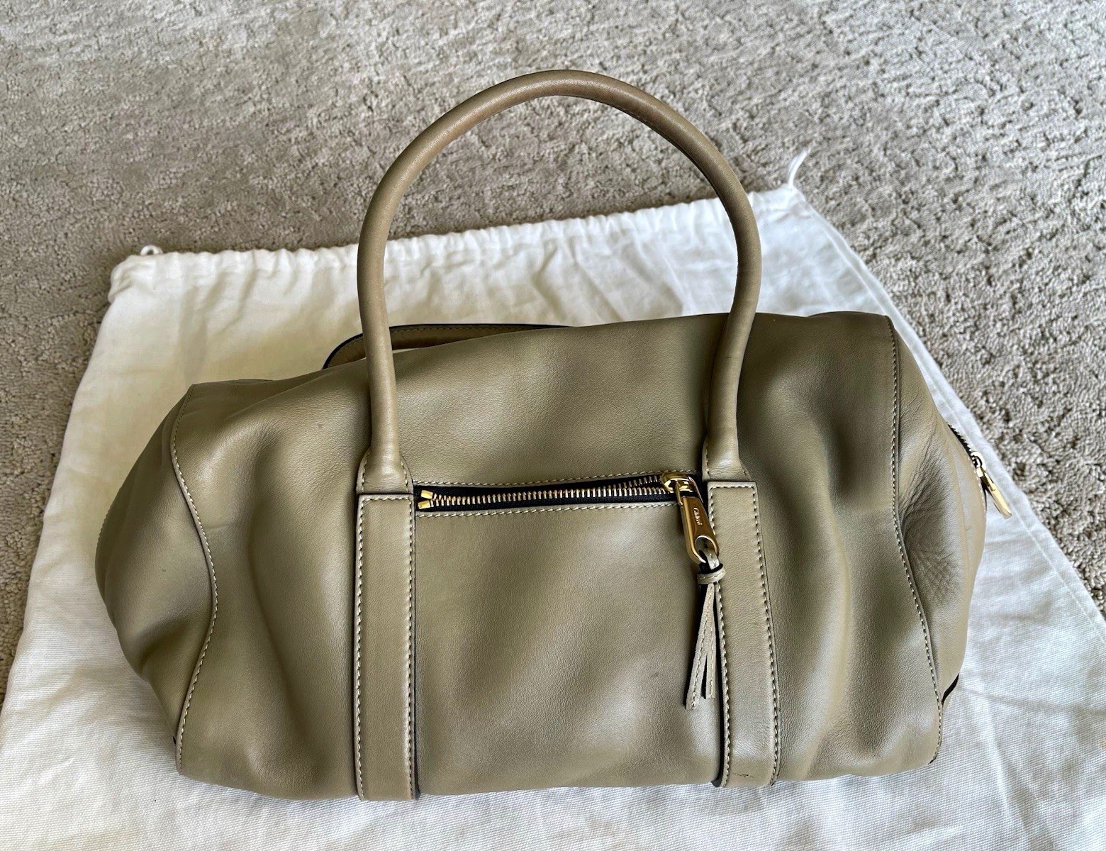 Chloé Madeleine Smooth Calfskin Leather Boston Duffle Bag w/ Dust Bag