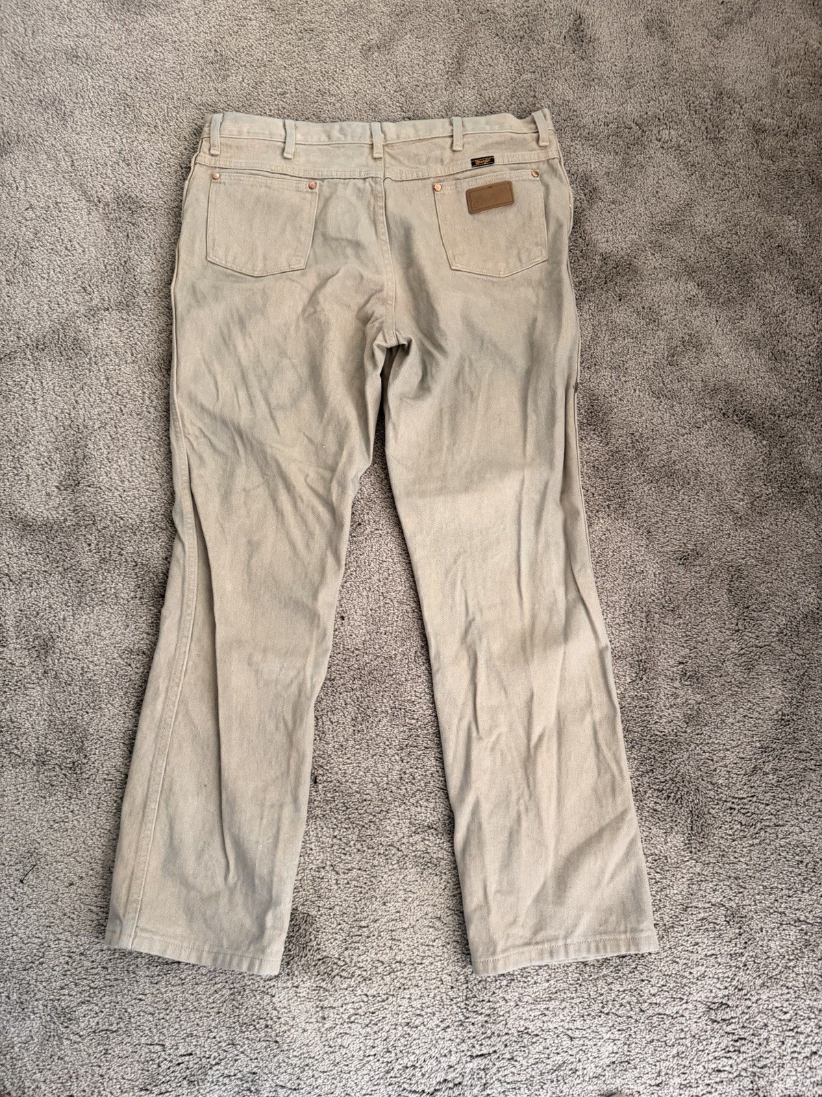 Wrangler Men’s Beige Cotton Canvas Pants 38W Straight Regular Fit 5-Pocket