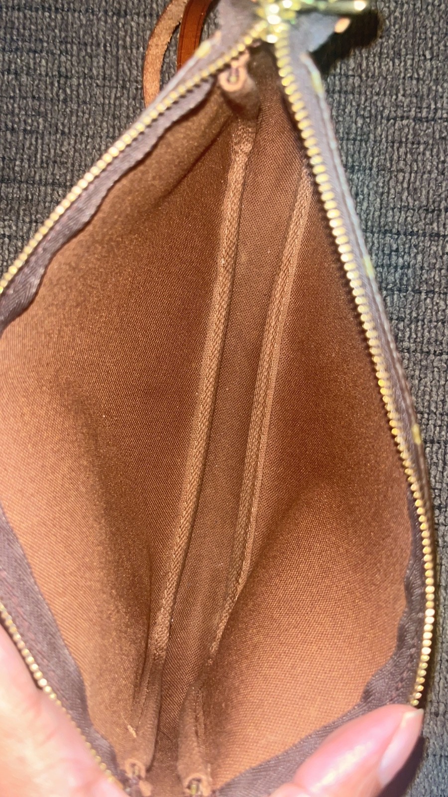 Louis Vuitton Pochette Accessory Pouch Brown Leather
