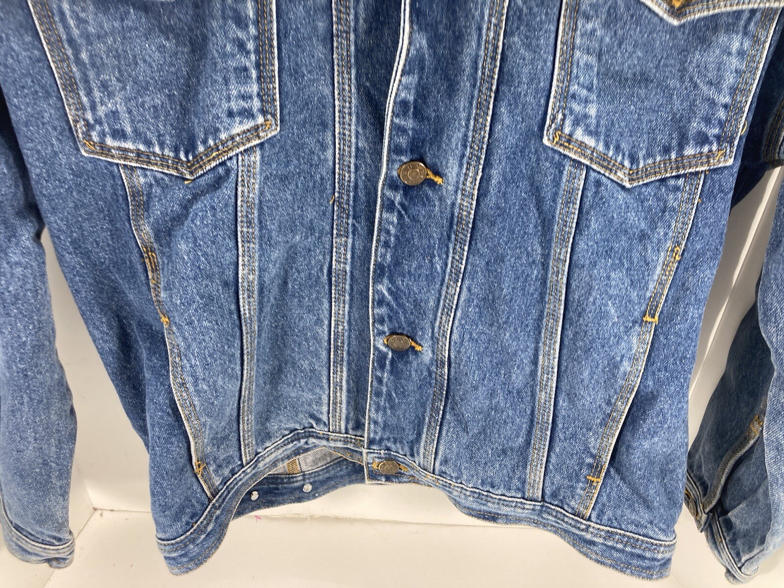 Comanche Chief Denim Trucker Jacket Men Size Small Embroidered Button VTG Unique
