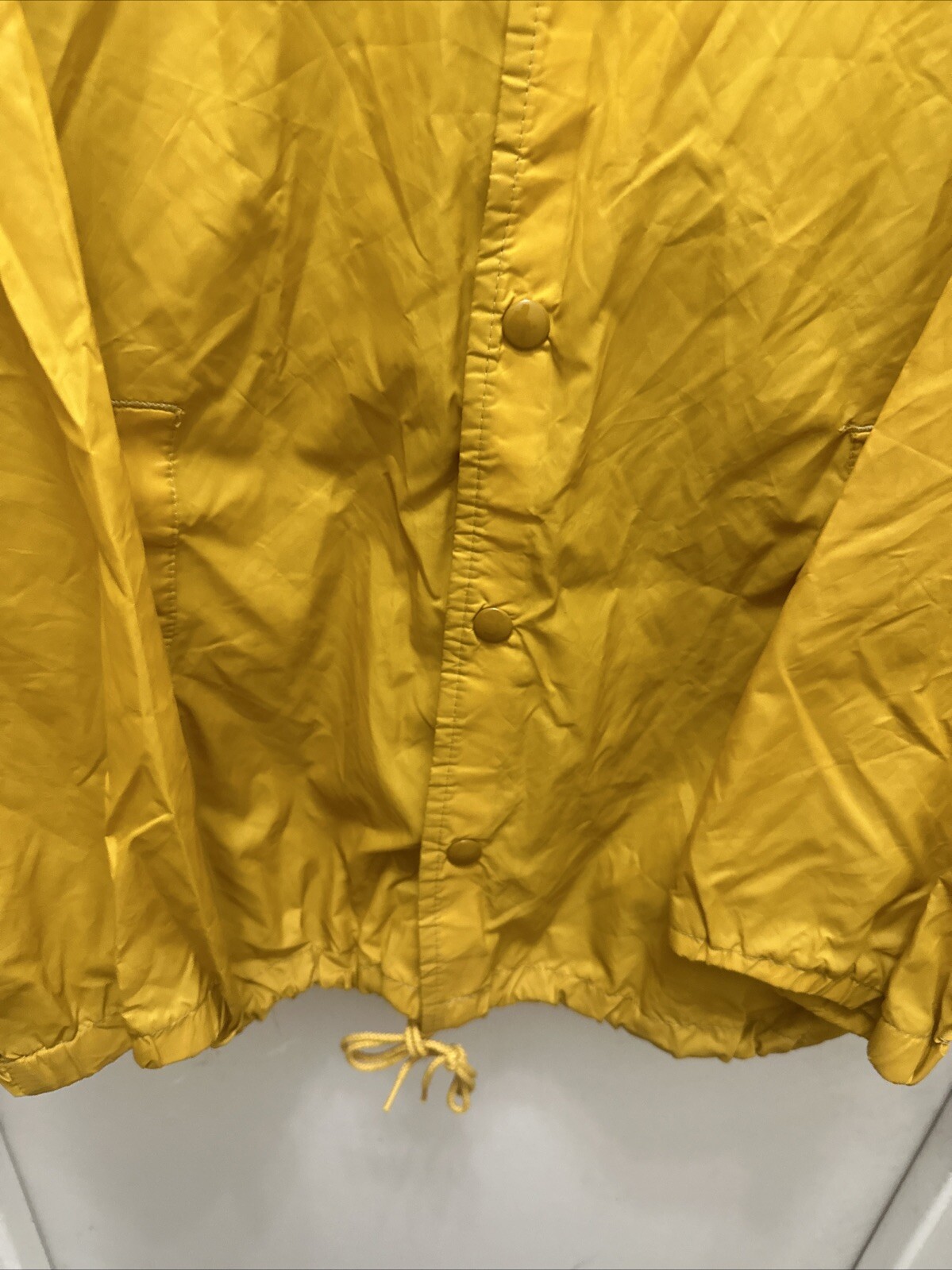 Vintage Sports Master Jacket Mens L Yellow Snap Front Windbreaker Coach US