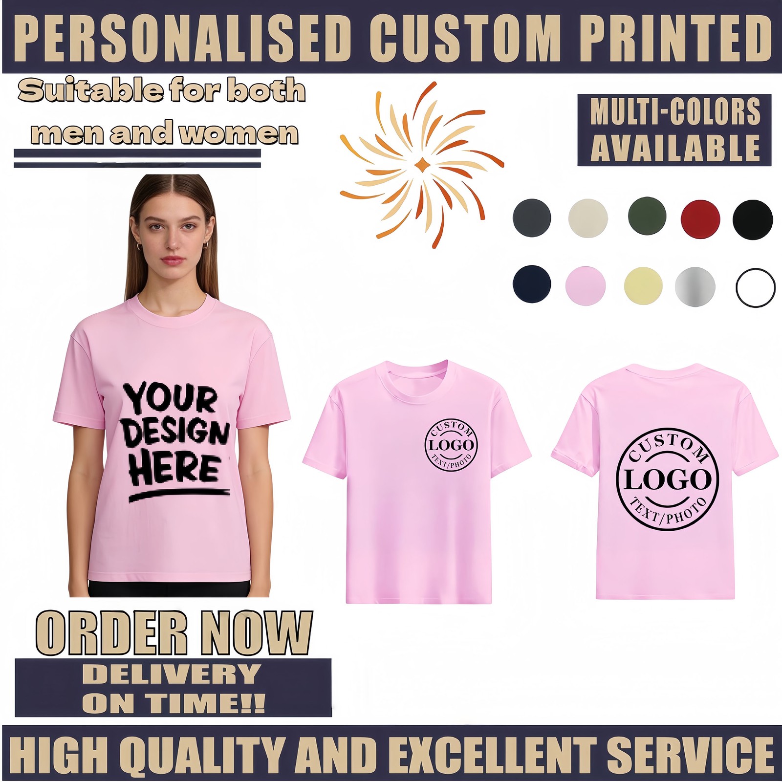 Father’s Day Gift Personalized T-Shirt, Custom Name & Dad Title Image Print