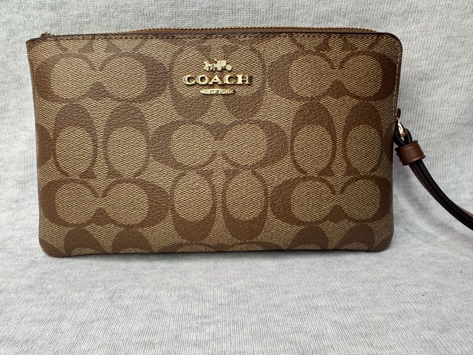 Coach Large Corner Zip Wristlet in Signature Coated Canvas
