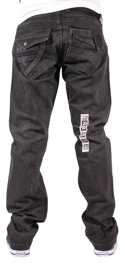 G-72 Men’s Black Denim Jeans Straight Fit W30–W42 with FREE Belt Casual Jeans
