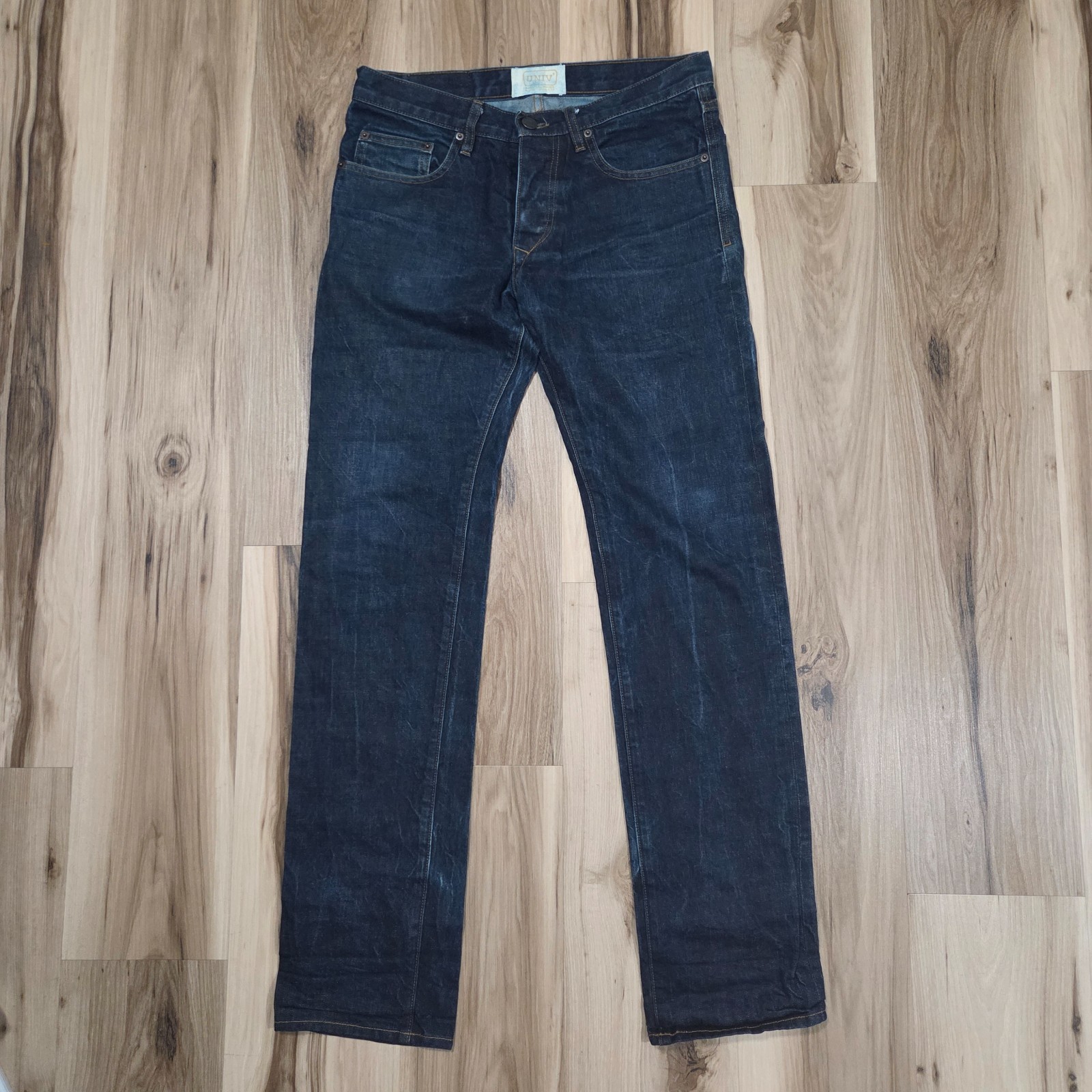Univ California Jeans Mens 30×33 Blue Straight Denim Selvedge Work Button Fly