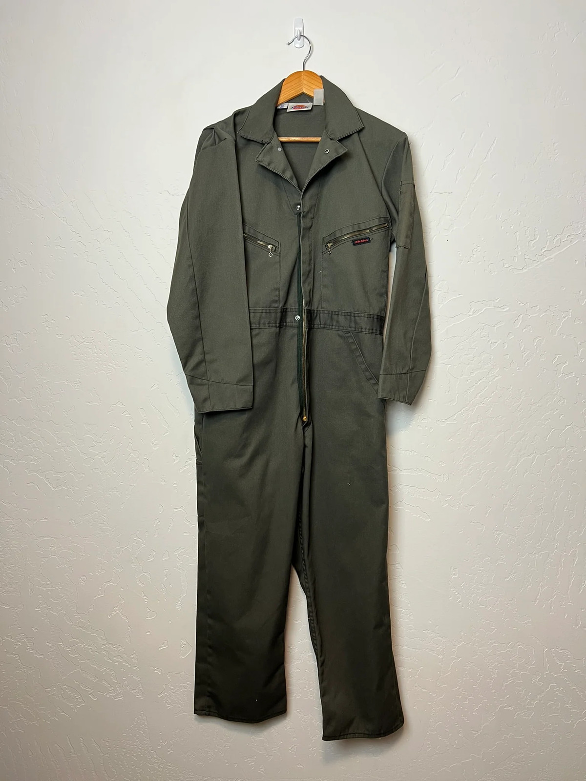 Vintage Dickies Coverall Olive Green Workwear Zip Front 90s Mens 40 Short