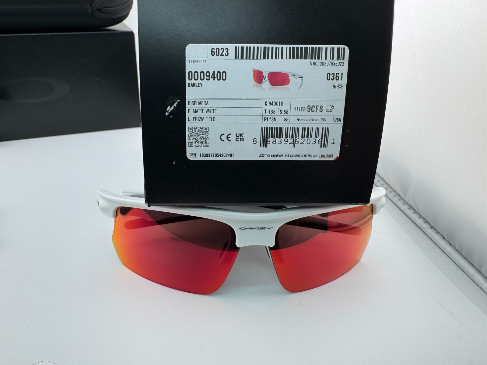 OAKLEY BISPHAERA MATTE WHITE WITH PRIZM FIELD SUNGLASSES OO9400-10 AUTHENTIC NEW