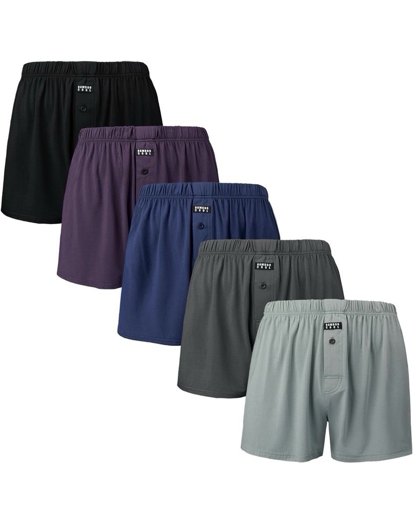 BAMBOO COOL Men Boxer Shorts Classic Lounge Loose Size XL 5-pack❗️Damage Box