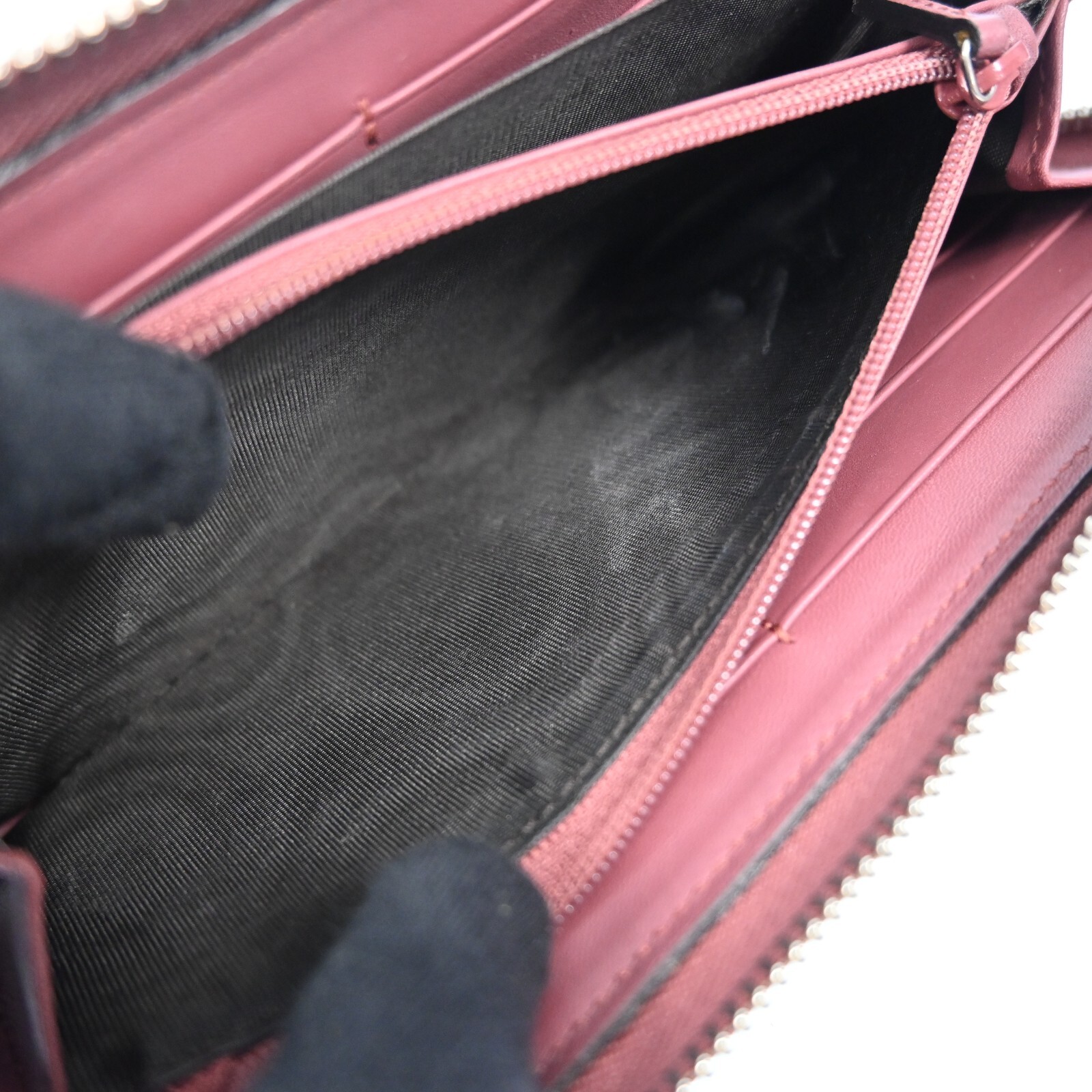 AUTH GUCCI Blooms Round Zipper Long Wallet Pink H2742A706