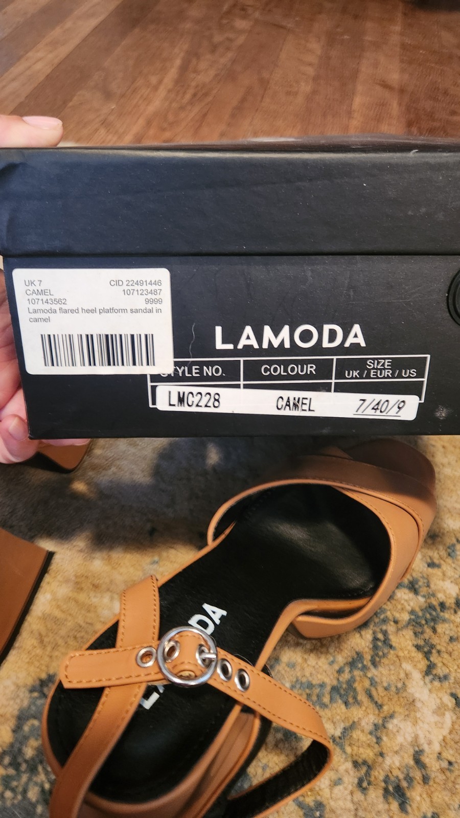 Lamoda flared heel platform sandal in Camel